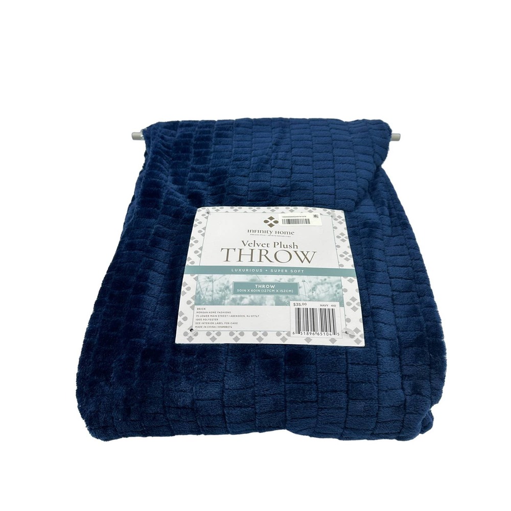 Infinity Home 50‎ x 60 Textured Throw, Navy, 50" X 60"